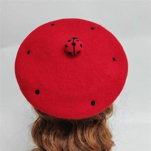 ベレットRHレディースハンドメイドウールおかしなベレー帽Beanie Sombreros Coccinella Septempunctata Novelty Cartoon Painter Hat