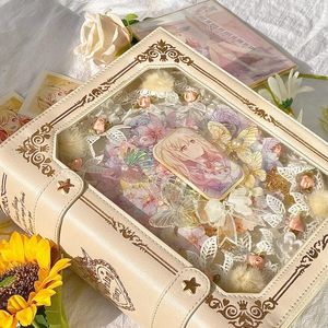 Dekoratif nesneler figürinler retro ay sihirli kitap İngiltere messenger çantaları lolita şeffaf anime pu üniforma altın damgalama sırt çantası çanta 230406