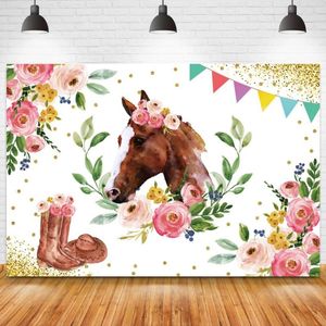 Party Decoration Happy Birthday Horse Bakgrund Po Boys Girls Portrait Flowers Decor Banner Props For Pography Bakgrundsstudio