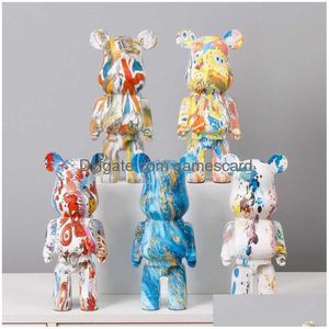 Yenilik oyunları yenilik oyunları 27cm reçine bearbricklys% 400 heykel şiddet ayı scpture figür süsleri masa dekorasyon kitaplık kitapları livin dhdqs