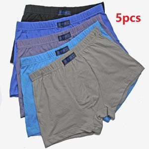 Mutande 5 pezzi / lotto 6XL 110KG 100% puro cotone boxe biancheria intima da uomo quattro pantaloncini pantaloncini da boxe da uomo traspirante tinta unita casuale 230407