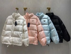 Designer women down jacket women metal triangle winter coat warm puffer coats detachable sleeves outdoor warm down jacket