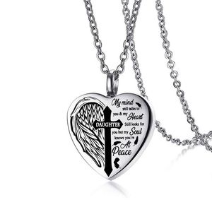 Gothic Cross Stainless Steel Urn Necklace Angel Wing Heart Box Keepsake Pendant Memorial Jewelry for Human or Pet2486