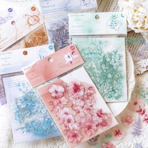 Presentförpackning 40st Vintage Plant Flower Decorative Waterproof Sticker Pack Eucalyptus Scrapbooking Material Label Diary Cup Journal Planner