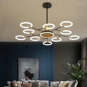 Ljuskronor nordisk ljuskrona svart/guld runda för sovrummet vardagsrum minimalistisk art deco -lampa