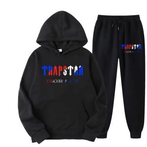 Tracksuit Trapstar Brand Printed Sportswear Men 16 Färger varma två stycken Set Loose Hoodie Sweatshirt Pants Jogging 220615