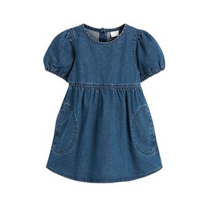 فساتين الفتاة 2023 Baby Girls Denim Dress Summer Coll Solid Soft and Comfort Fashion Cloths Pretty for Kids 2 8 year 230407