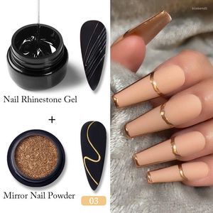 Nagelkunst-Kits, Gel-Nagellack mit Metallspiegel, Glitzer, Puder, Spinne, verdrahtete Lacke, Rub Dust, feines Chrom, DIY-Maniküre-Dekor