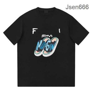 Fendy Men Designer Shirt Letters Slipper Muster gedrucktes T -Shirt Tshirt Sommer Trend runden Hals Kurzarm Closer T -Shirts für Top High Street Shirt Wa0e