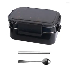 Set di stoviglie Box Bento Lunch Contenitori a scomparti termici isolati in acciaio inossidabile Contenitori impilabili in metallo Tiffin Coperchio contenitore per snack