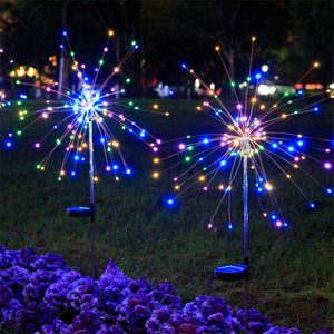 Gräsmattor Pamnny Solar Firework Fairy Garden Lights Waterproof 150Led Yard Pathway Landscape Lawn Lamp Holiday Decoration Outdoor Lighting P230406