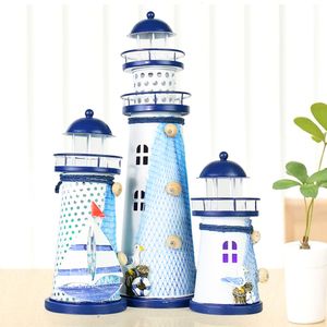 Dekorativa föremål Figurer Medelhav Lighthouse Candlestick Mini Sailing Family Wedding Decoration Craft Gift 230406