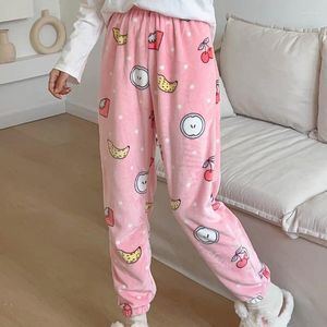 Mulheres sleepwear mulheres sleep pant feminino flanela desenhos animados bonito impresso pijama 2023 outono inverno senhora plus size roupas casuais