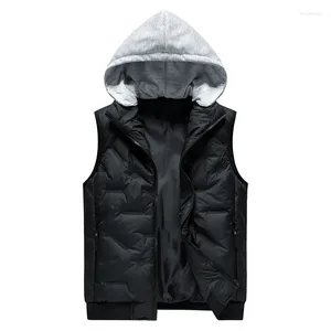 Gilet da uomo con cappuccio autunno inverno caldo gilet impermeabile antivento giacche gilet moda casual da uomo senza maniche