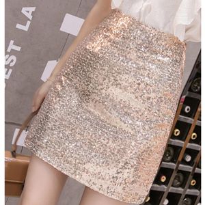 Röcke # 0221 Sommer Sexy Club Minirock Frauen Gold Silber Schwarz Kurze Hohe Taille Glänzende Pailletten Koreanischen Stil