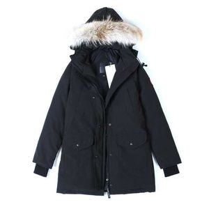 Womens Canadian Down Jacket Parkers Winter Mid-length Over-the-knee Hooded Thick Warm Gooses Coats Female Fauc