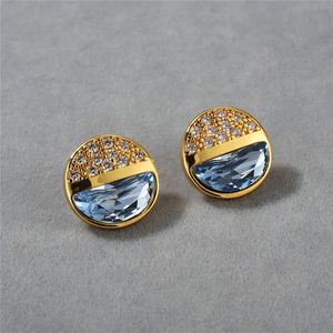 French Medieval Style Stud Round Set Zircon Crystal örhängen för kvinnors personliga design Fashionabla eleganta smycken