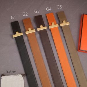 Mens Designer Belt Luxury Letter Big Buckle Belts Litchi Grain Cowhide Brand Ceinture Women Belt Golden Smooth Buckle 15 Options with Box Packing