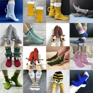 2023 Various styles, various cartoon patterns, Christmas knitted personalized warmth socks, home floor socks, medium sleeved wool socks, various men's and women's styles