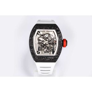 Superclone Wheel Wheel Watch Richa Milles55 Luksusowy zegarek zegarek RM055 Biała ceramiczna automatyczna mechaniczna przezroczysta zegarek z włókna węglowego Montres de Luxe