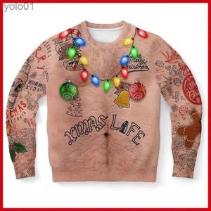Kvinnors tröjor jul tröja nyhet roligt ljus upp topless ful jultröja män och kvinnor 3D -tryckning Pullover Jumpers Warm Sweaterl231107