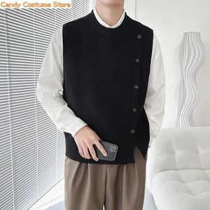 Men's Vests Men Knitwear Vest Cardigan Jacket All-Match Boutique Clothing Simple Stylespring Light Luxury Fashion Sweater