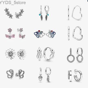 Stud Pan-Style Fjäril 925 Silver Women Piercing Ear Heart Daisy Flower Stud Sleeper Earring Försäljning Fina smycken 2023 Trend YQ231107