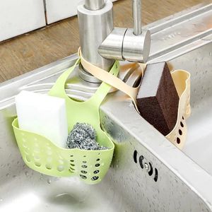 Kitchen Storage Adjustable Button Sink Basket Rack Faucet Sponge Drain