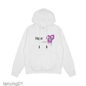 Fashion Palm Hoodie Autumn and Winter High Street Men Women Loose Spray Graffiti Sweatshirts White Purple Angel 1m69k