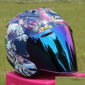 Motorcycle Helmets Open Face 3/4 Helmet Sz- 3 Red Cycling Dirt Racing And Kart Protective Capacete Drop Delivery Mobiles Motorcycles Dhpeb