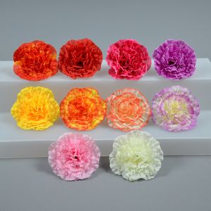 50pcs Flor Flor Heads Carnações de seda Cabeça em Mini Hidranias de Pompom Artificial para Casamentos Casamentos Decoração de Carro Diy DIY DIY 7.5cm