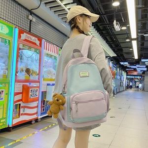 School Bags Women's Backpack Female Color Contrast Bagpack For Teenage Girls Nylon Women Large Capacity Laptop Schoolbag