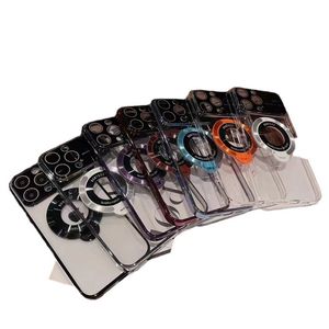 Ny magnetkonsolhållare Mattfodral för iPhone 15 14 plus 13 12 11 Pro Max med stort glasskyddsskydd