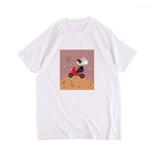 Magliette da uomo T-shirt da uomo Camicia estiva a maniche corte Stampa Cartoon Mouse T-shirt bianche nere Top con motivo semplice