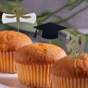 Kek Araçları 10 PCS Solma Ekle Kart Parlak Renkli Lisans Lisansları Şapka Süs 2023 Mezuniyet Cupcake Topper