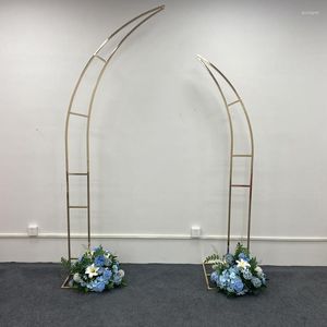 Party Decoration Luxury Wedding Arch Shiny Plating Gold Horn Iron Stand for Marriage Event Bakgrund Outdoor Ceremony Props