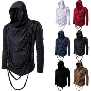 Men's Casual Shirts 2023 Spring And Autumn Trendy Long Sleeve Hooded Pullover Heap Collar Hip Hop T-shirt Underlay