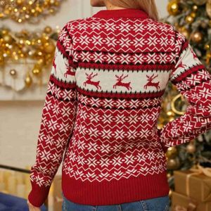 Women's Sweaters Women Cozy Jumper Sweater Pullover Cartoon Knit Sweater Funny Loose Casual Jumper Christmas Elk Jacquard Sweater Xmas KnitwearL231107