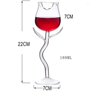 Calice per bicchieri da vino Bottiglia in vetro portatile Delicato calice trasparente a forma di rosa conveniente per bar