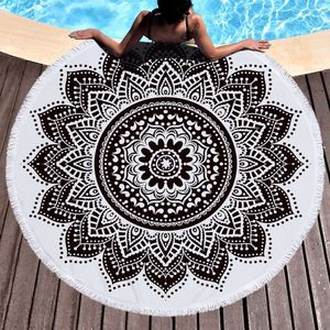 Factory Direct Supply round Printed Beach Towel Geometric Towel Cloth plus Tassel When Picnic Mat Wholesale