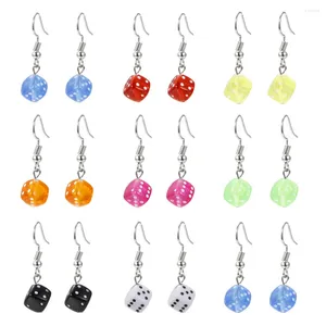 Orecchini pendenti in acrilico colorato dadi 3D orecchino a goccia cool punk caramelle creative gioielli minimalisti per donne e ragazze accessori regalo