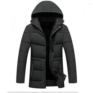 Men's Down Winter Jacket Men Hooded Top Quality Zipper Plus Velvet Thick Clothes Fashion Coat Mem Dark Green Blue Black Parka