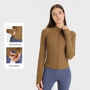 Herbst und Winter L-211 Damen Jacken Slim Fit Yoga Anzug Langarm Top Reißverschluss Strickjacke Laufen Fitness Anzug Jacke Sportmantel