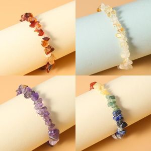 Strand Fine Natural Stone Bracciali Healing Ghiaia Chips Lapislazzuli Perline di cristallo Braccialetto per le donne Ragazze Accessori braccialetto gioielli