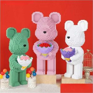 Blockerar halv anatomi Bear Nano Building Cartoon Color med Der Model Creative Micro Diamond Bricks Toys for Children Drop Delivery GI DHJ5X