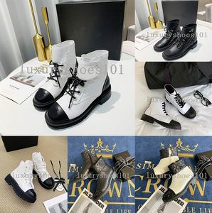 Designer-Plateau-Kalbsleder-Stiefel, Winter-Klassiker, schwarze Stiefel, Designer-Damenschuh-Rhombus-Kurzstiefel, mittlerer Absatz, Schnürung