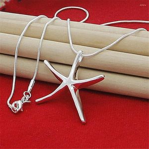 Pendants Wholesale 40-75cm 925 Sterling Silver Charms Necklace Star Starfish Jewelry Fashion Cute Chain Women Lady Wedding