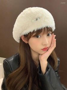 Berets Hair Beret Female Autumn And Winter Korean Version Of Face Small Painter Hat Japanese Big Head Round Plush