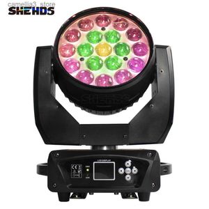 Moving Head Lights Neue LED 19x15W RGBW Beam+Wash Zoom Moving Head Light DMX 16/24 CH DJ Disco Teil Kirche TV Studio SHEHDS Bühneneffektausrüstung Q231107