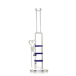 hookah 12 inches tall three layers blue honeycomb glass water pipe with straight type 14mm female joint